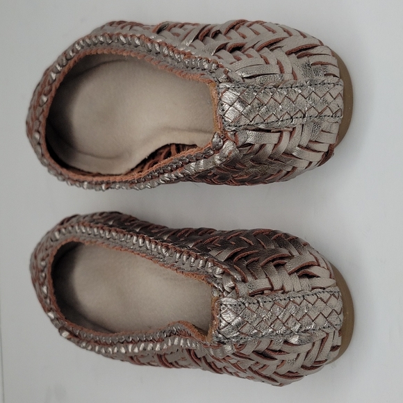 SEYCHELLES Pewter Ballet Flats Woven Metallic Leather 7M - Picture 5 of 16